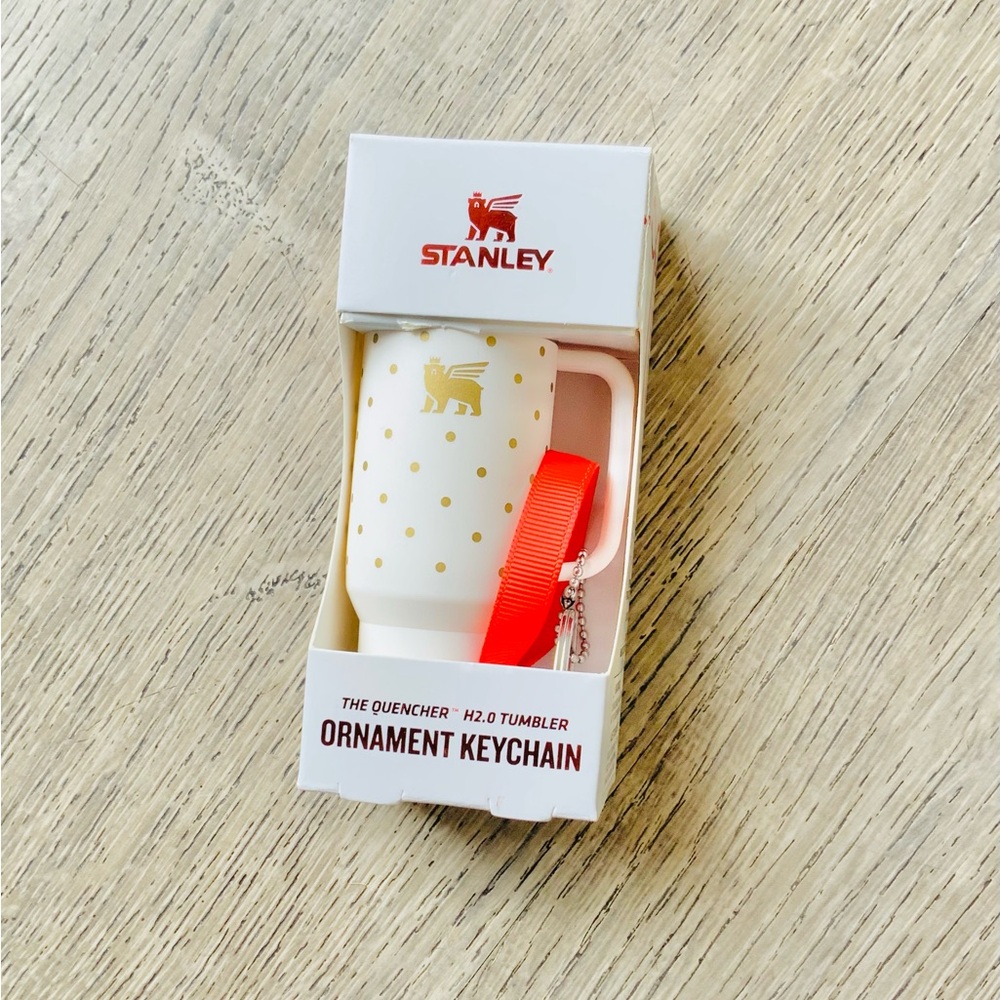 NWT📚 Stanley Gold Polka Dot Tumbler Ornament Keychain